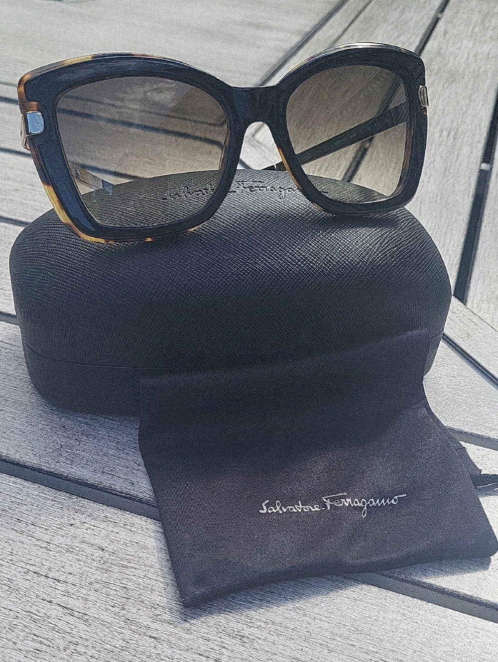 Salvatore Ferragamo Tortoiseshell Frame Sunglasses with Brown Gradient Lenses